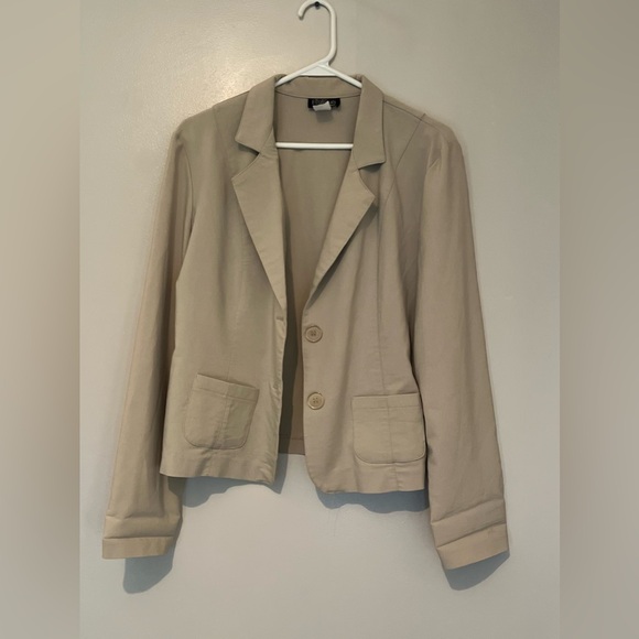 Modern Essentials Juniors Large Tan Blazer Tailored Fit Notched Lapels - Picture 7 of 9